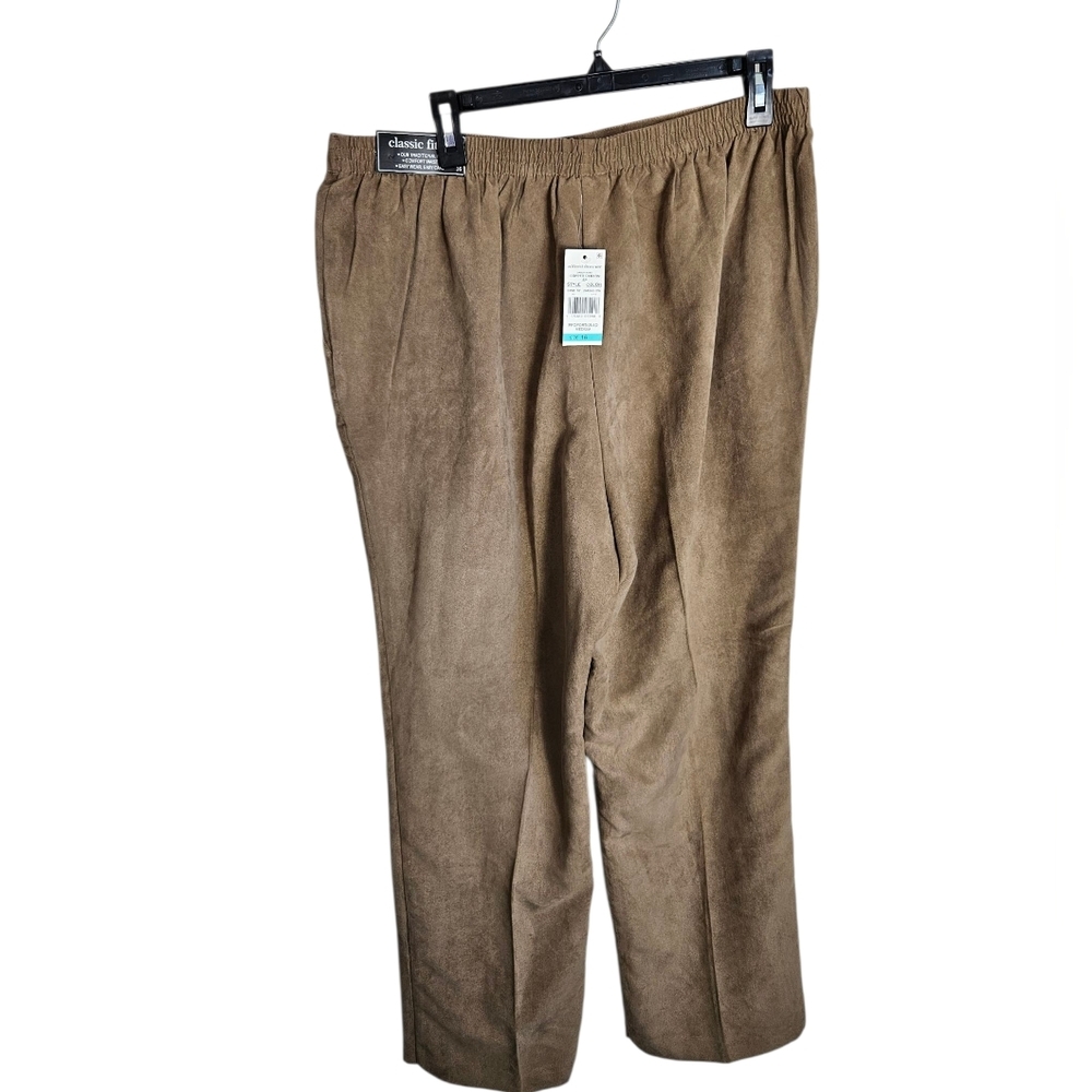 NWT Alfred Dunner Copper Canyon Suede-like Brown Pants, 16 - Picture 6 of 6